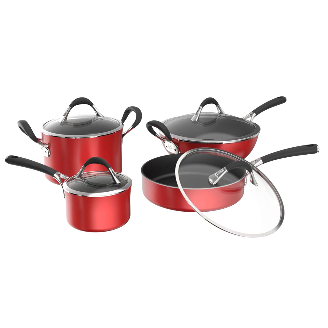 Nonstick Red 8 Piece Set for Family
